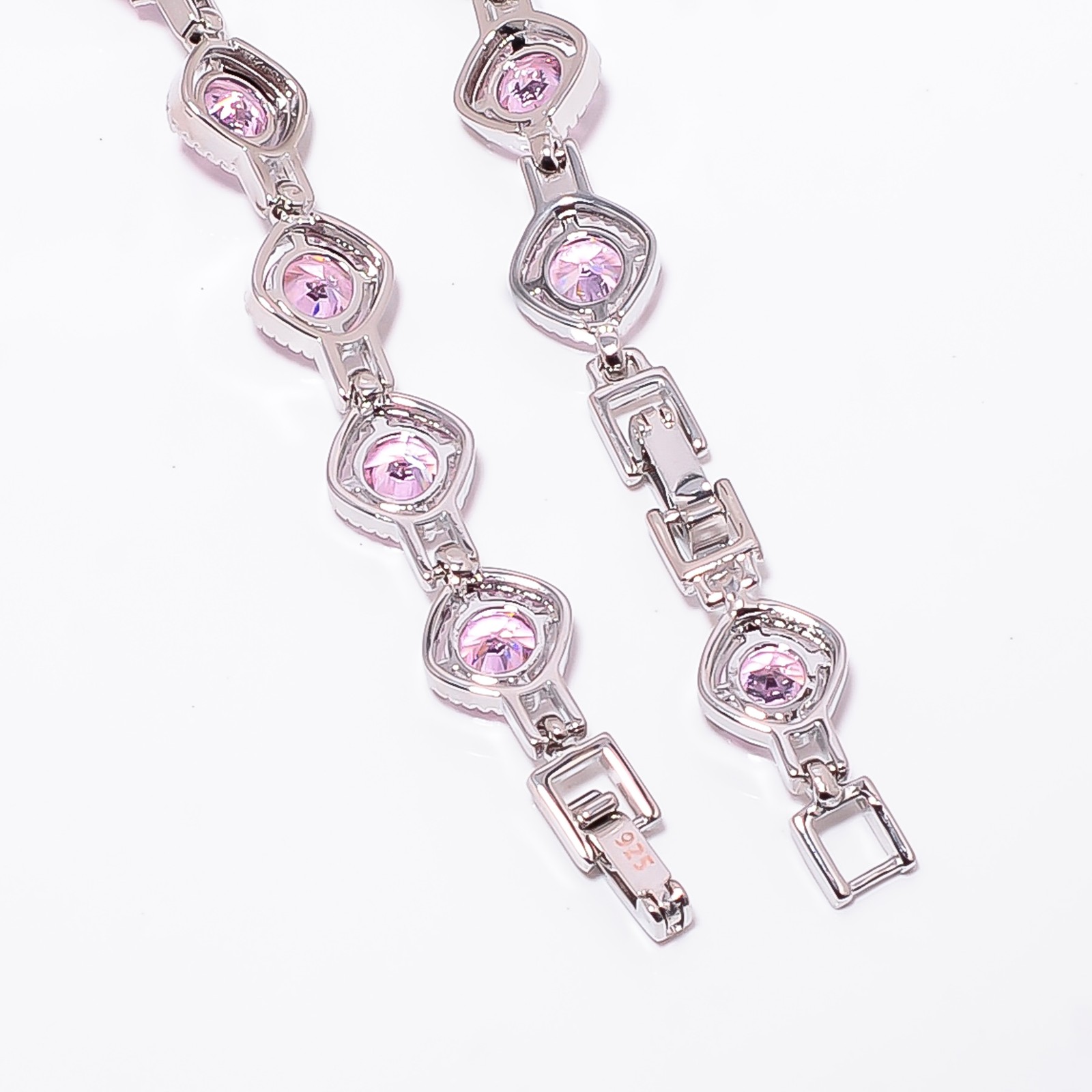 Pink Sapphire – Simulated 925 Sterling Silver Adjustable Bracelet 7-8″ B127323