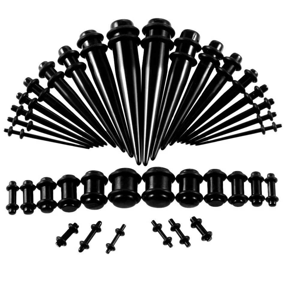 36 Pcs Acrylic Ear Stretching Gauge Kit Taper Tunnel Plug 14G-00G Piercing Set