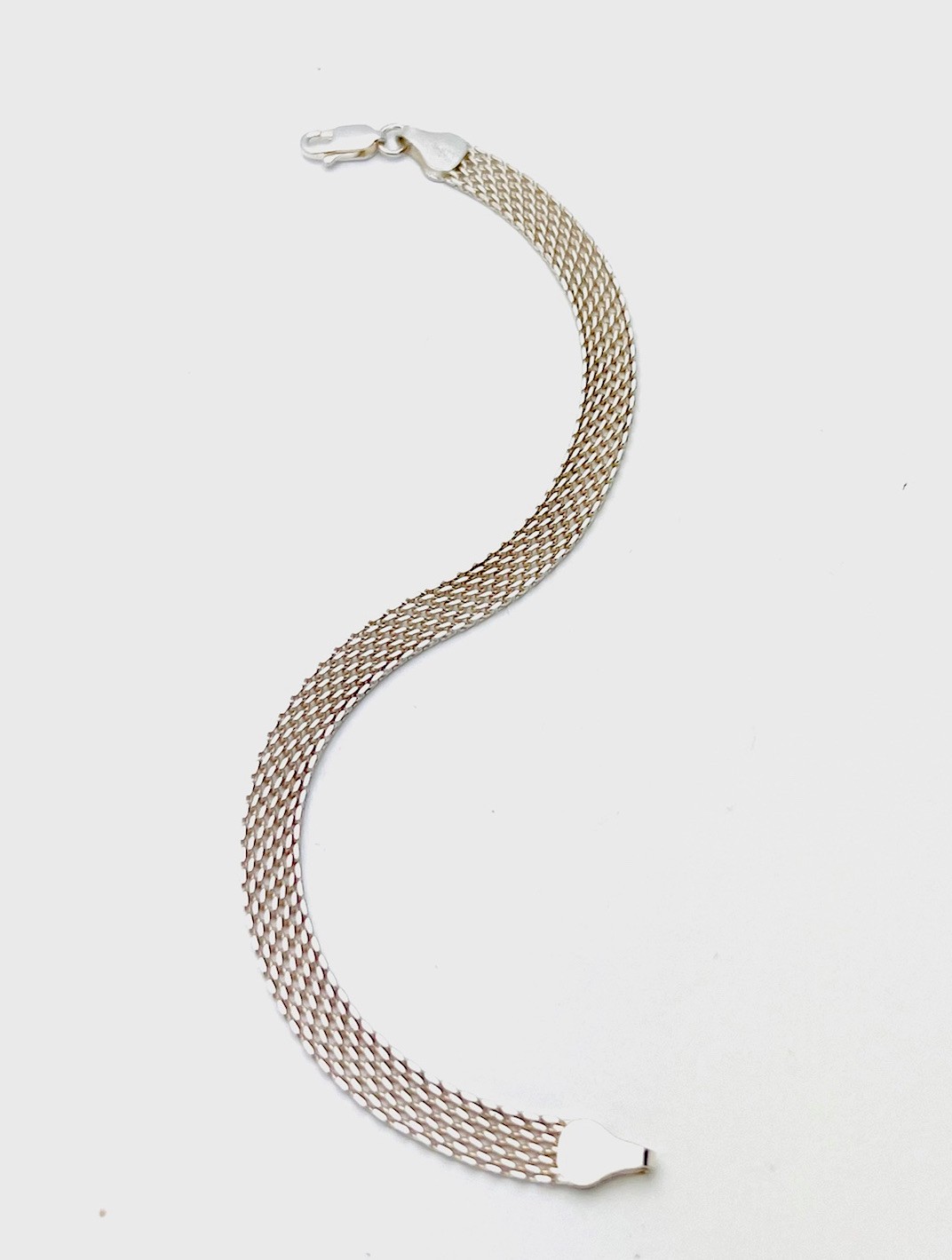 Sterling Silver 925 5.3 Gram Thick Mesh Bracelet 7 1/4”
