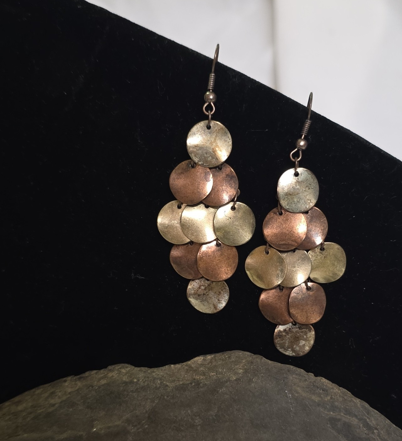 Multicolor Mixed Tone Metal Round Disc Dangle/Drop Hook Earrings