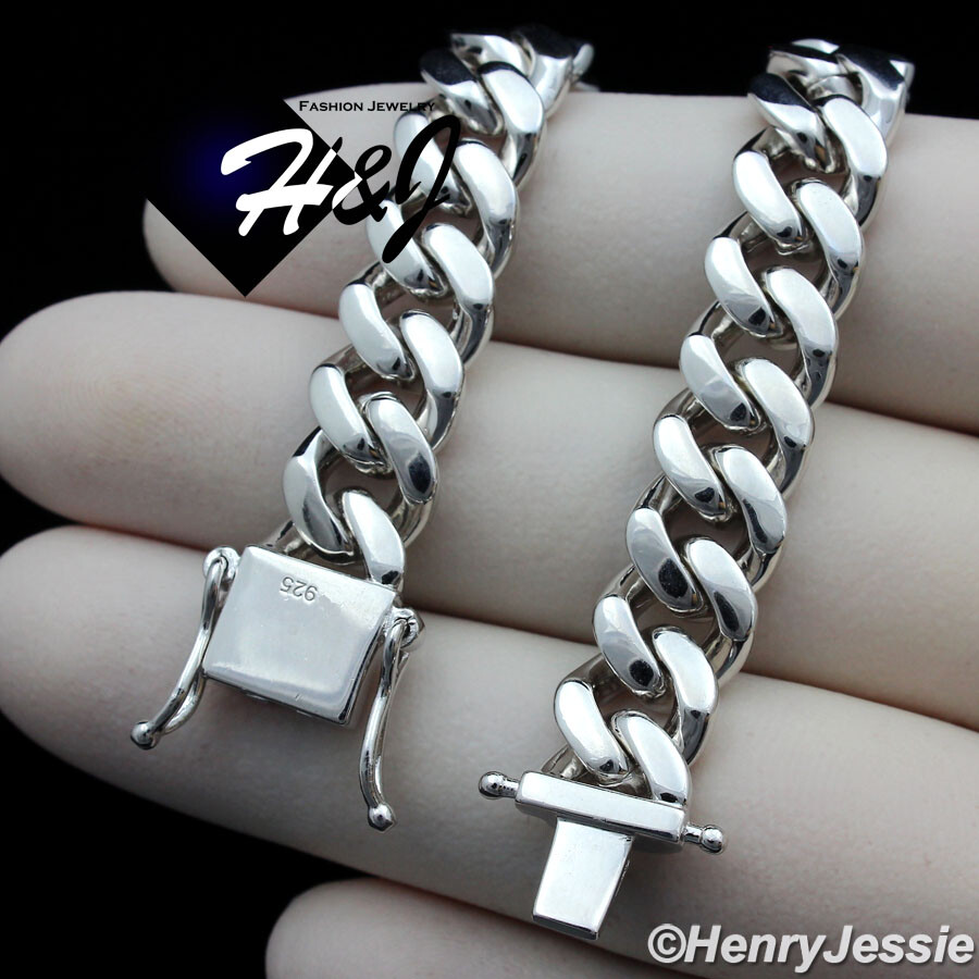 18″-24″MEN 925 STERLING SILVER 10MM PLAIN MIAMI CUBAN CURB CHAIN NECKLACE*SN20