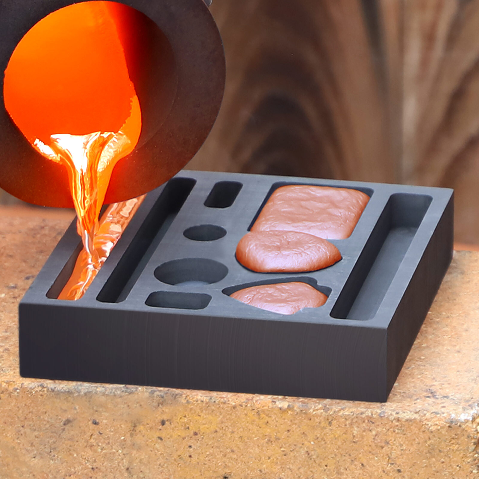 1PC Graphite Ingot Casting Mold Combo Mould For Melting Refining Gold Silver NEW