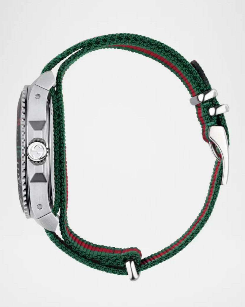 Gucci Dive Black Dial Green Red Nylon Watch YA136209