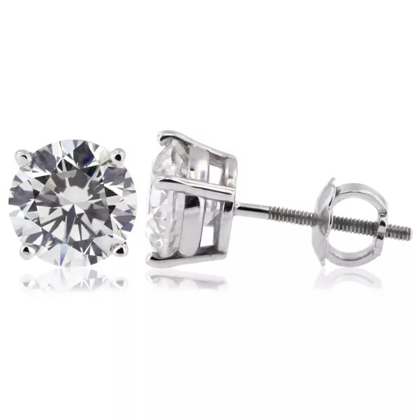 Stud Earrings Classic Solid 14K White Gold 1.40 CT Round Natural Diamond G SI1