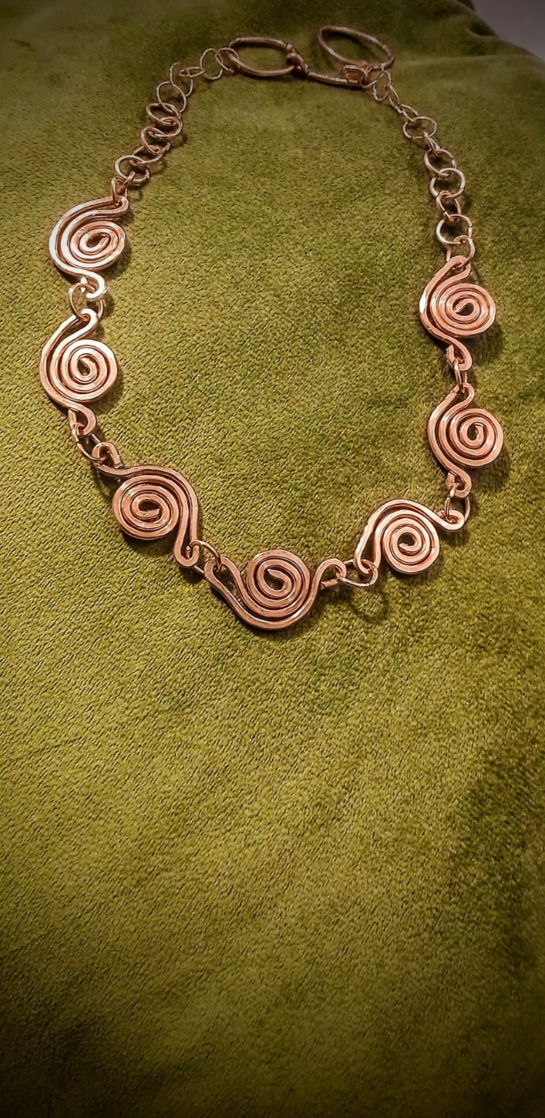 Handmade Hammered Pure Copper Link Coil Necklace