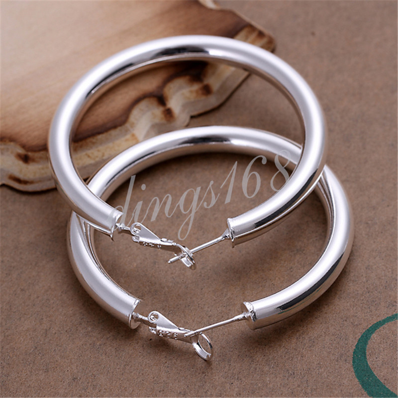 Women’s 925 Sterling Silver TARNISH-FREE Classic Round Tubular Hoop Earrings H6