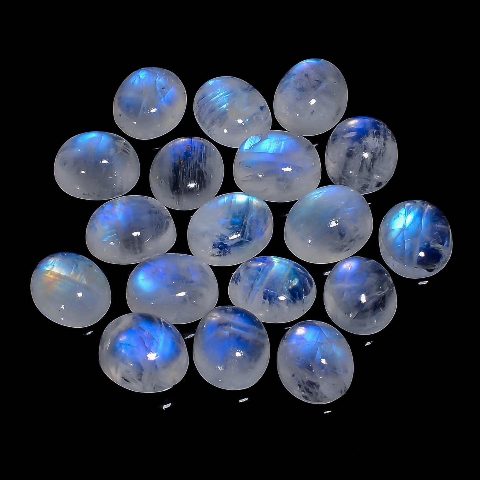 Natural Rainbow Moonstone Oval Cabochon Gemstone Lot 20 Ct 12X10X5 mm GCL-7