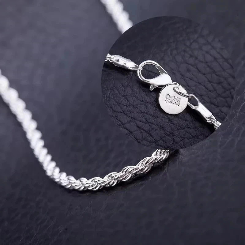 925 Sterling Silver Italian Rope Chain Men’s Necklace 4mm – NEW