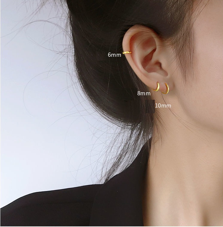 2Pcs Silver Gold Plated Plain Hinged Huggie Hoop Ear Earrings Women Girl PE49