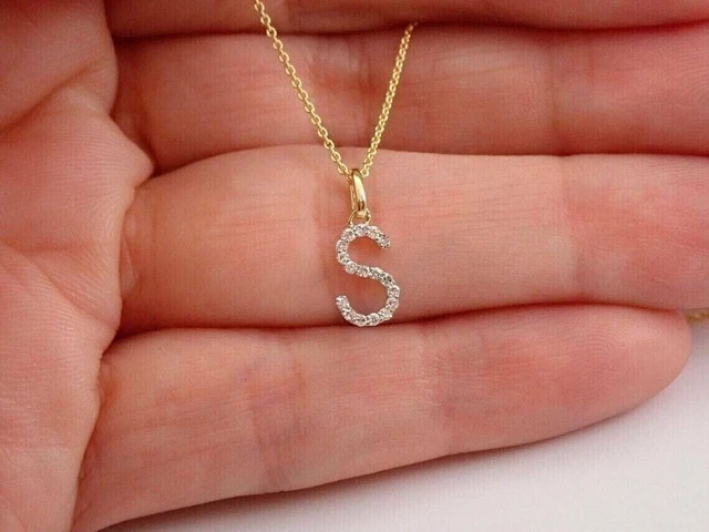 1Ct Round Lab-Created Diamond S Shape Pendant 14k Yellow Gold Plated Silver