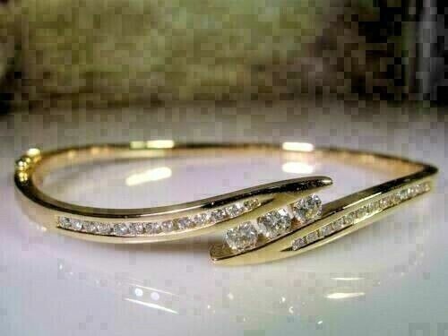 5Ct Round Lab Created Diamond Vintage Bangle Bracelet 14K Yellow Gold Finish