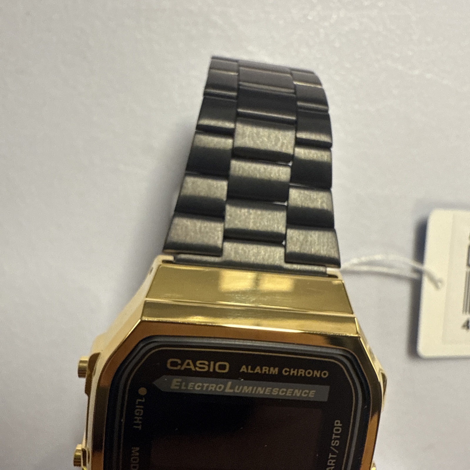 Used Casio A168WEGB-1B Unisex Retro Adults Watch, Black Stainless Steel Band