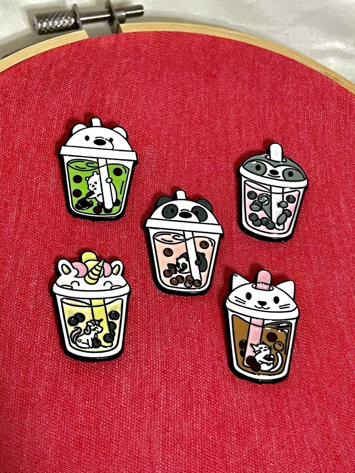 Animal Boba Tea Enamel Pin Set (16 pieces)
