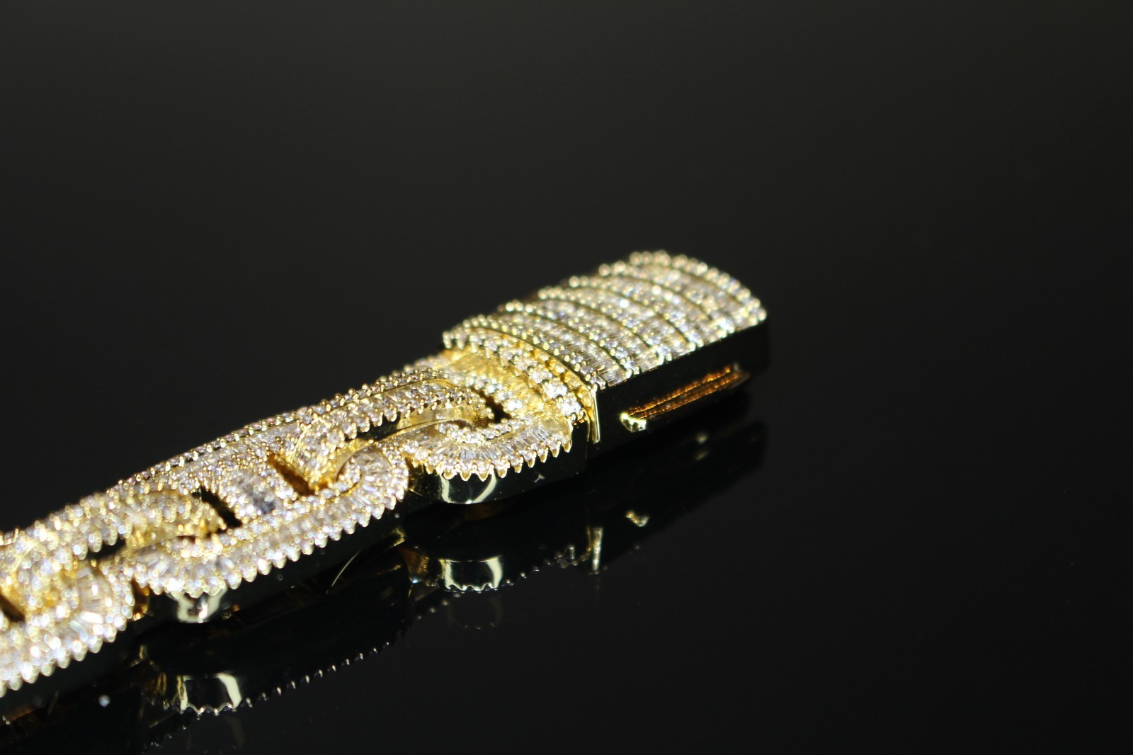 MASSIVE 14mm MARINER Bracelet 18.6ct BAGUETTES Lab Sim VVS1 Diamond 58g GOLD