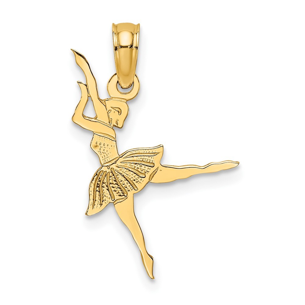 10K Yellow Gold Ballerina Girl Charm Pendant L 23.9mm, W 12.6mm