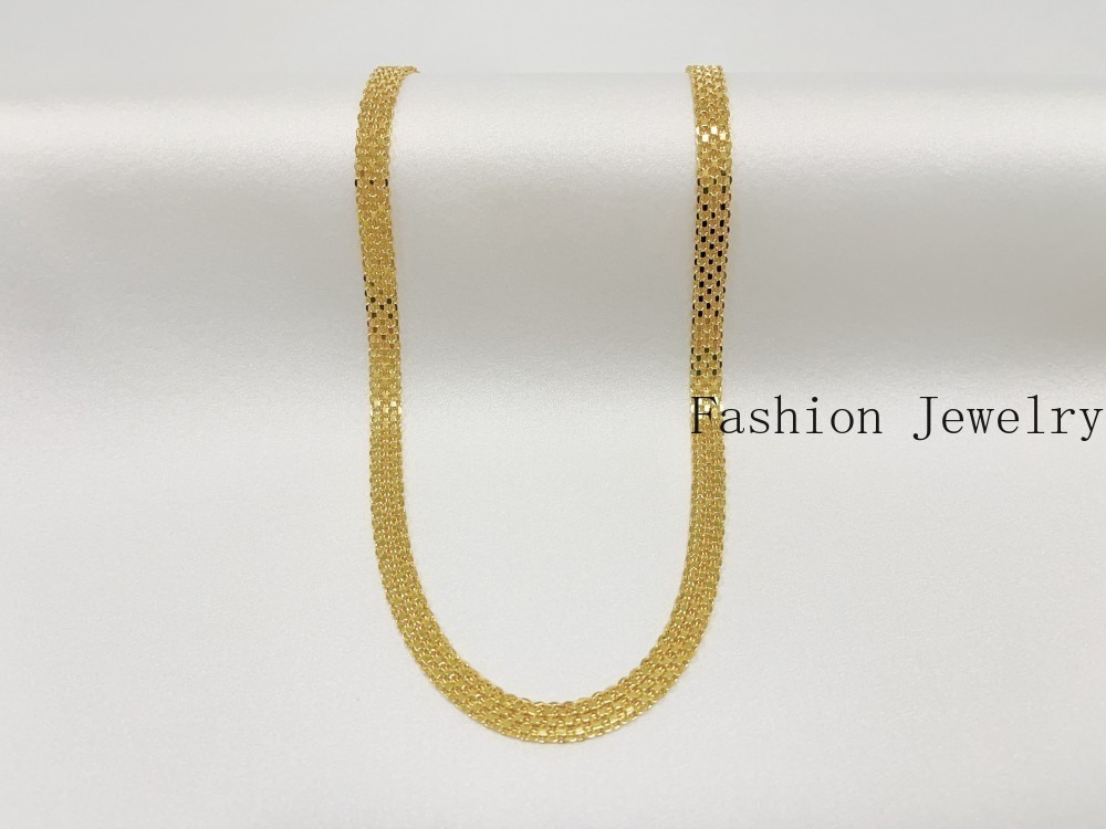 Solid 18K Yellow Gold Bohemian Multi Layer Wide Necklace Chain Gift 8mm 20inch