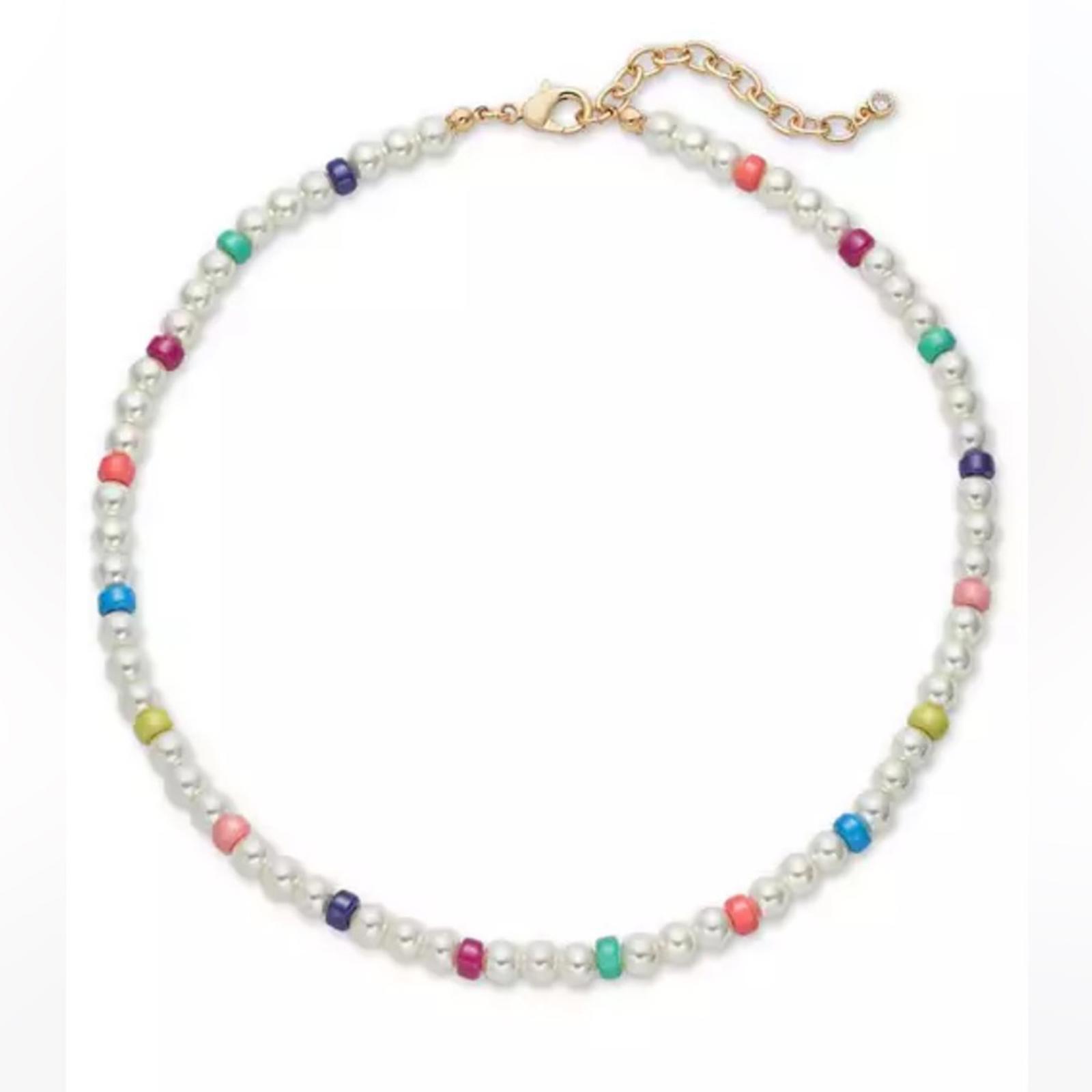 ON 34THGold-Tone Bead & Imitation Pearl Collar Necklace, 16-1/2″ + 2″ extender