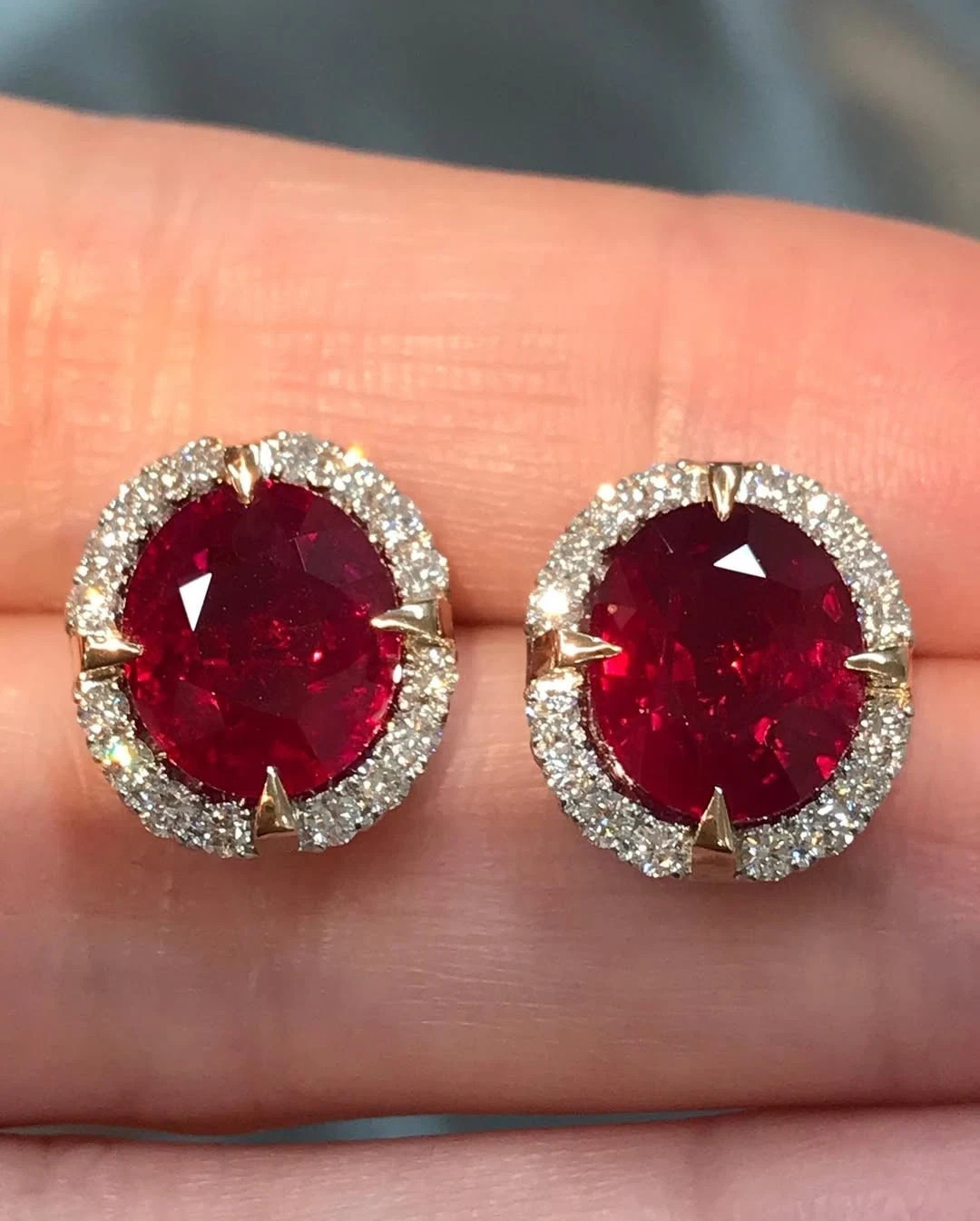 5.60 Ct Oval Cut Natural Ruby Earring 14k Solid White Gold Stud Earrings