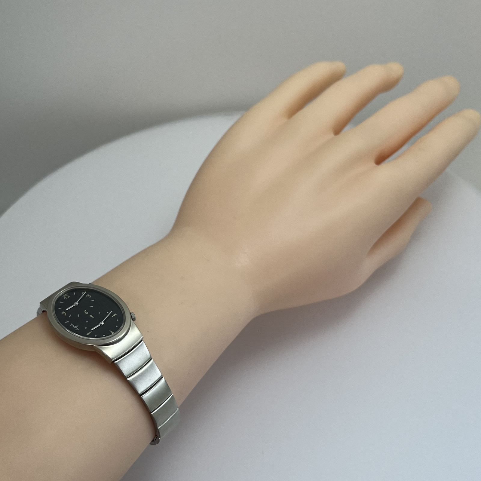 Seiko agnes b. Y150-IN20 Dual Time Quartz Japan Oval SS Bracelet Watch #B818