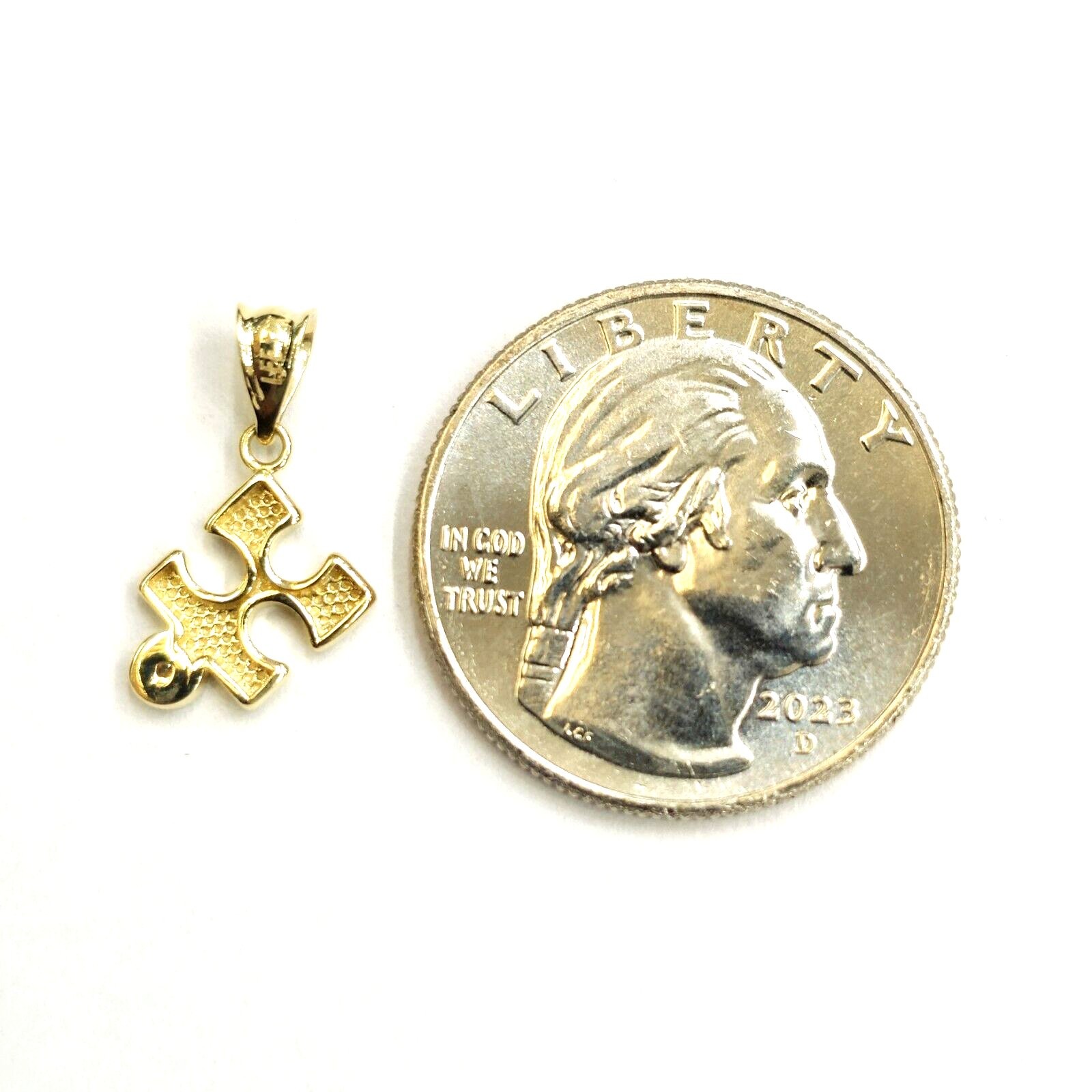 14k yellow Gold Tiny puzzle piece Pendant charm unisex gift fine jewelry 0.8g