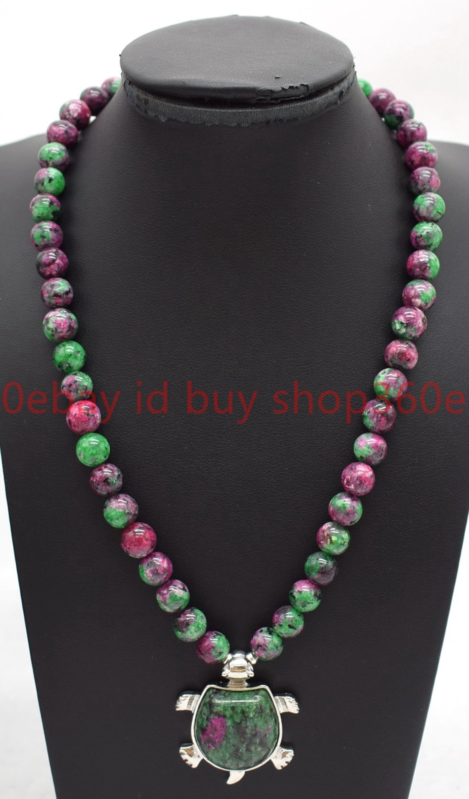Natural 6/8/10mm Red Green Zoisite Round Gemstone Beads Pendant Necklace 16-28in