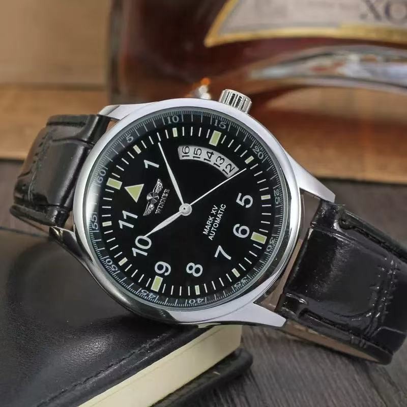 Mens Automatic Mechanical business Watch Alloy Self-winding minimalist Gift