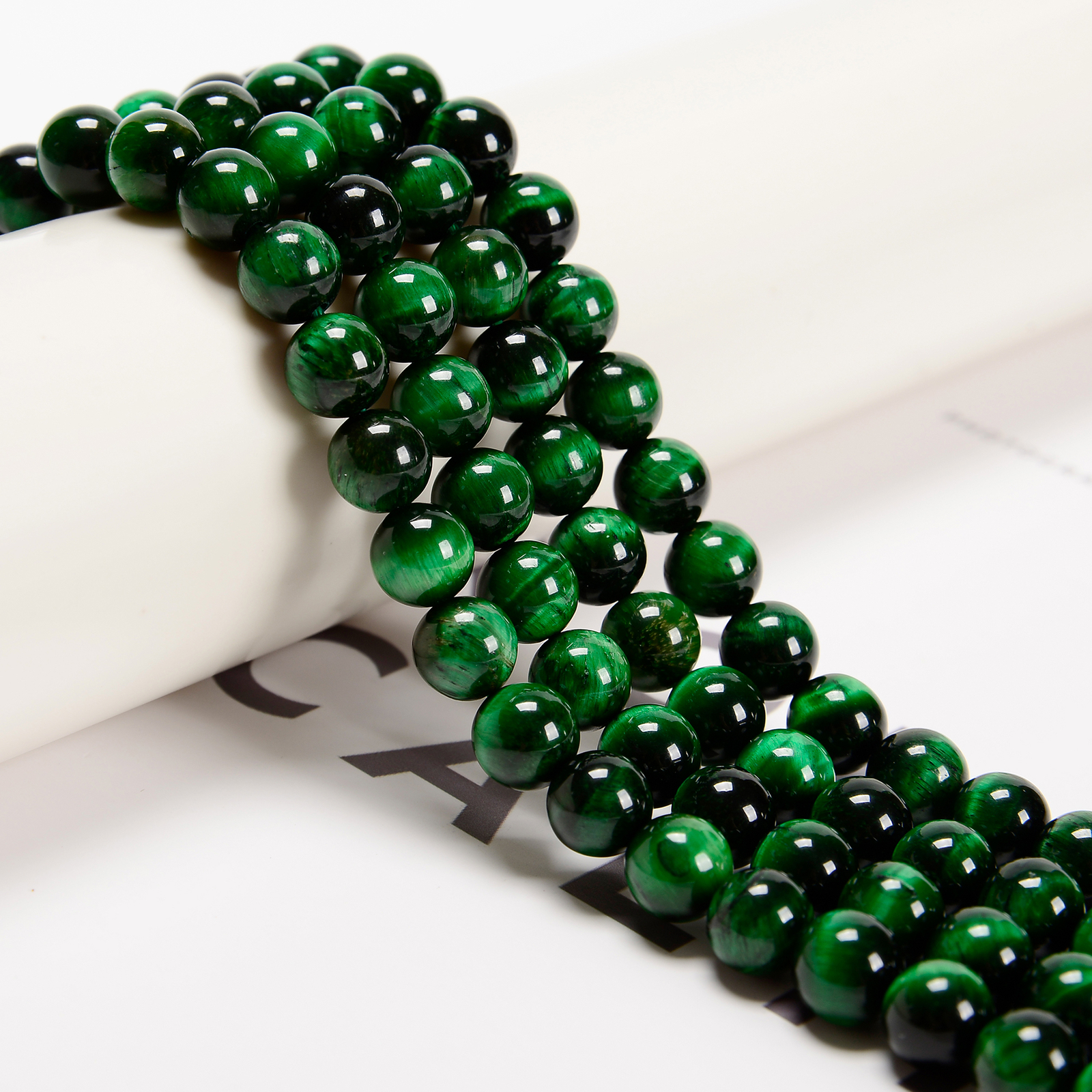 Green Tiger Eye Smooth Round Beads 4mm 6mm 8mm 10mm 12mm 14mm 15.5″ Strand
