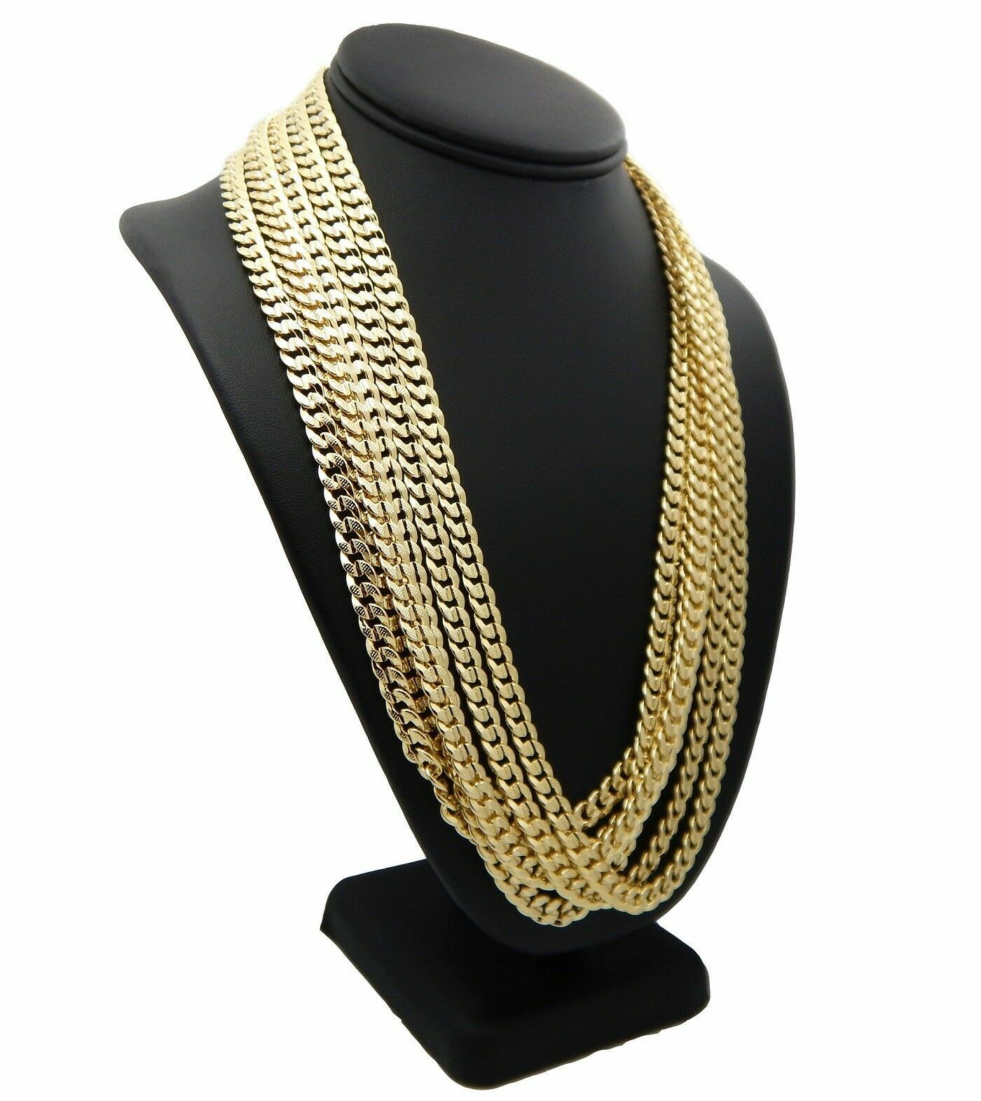 6 Piece Concave Cuban link Chain 6mm 20″ 24″ Diamond Cut 14k Gold Plated