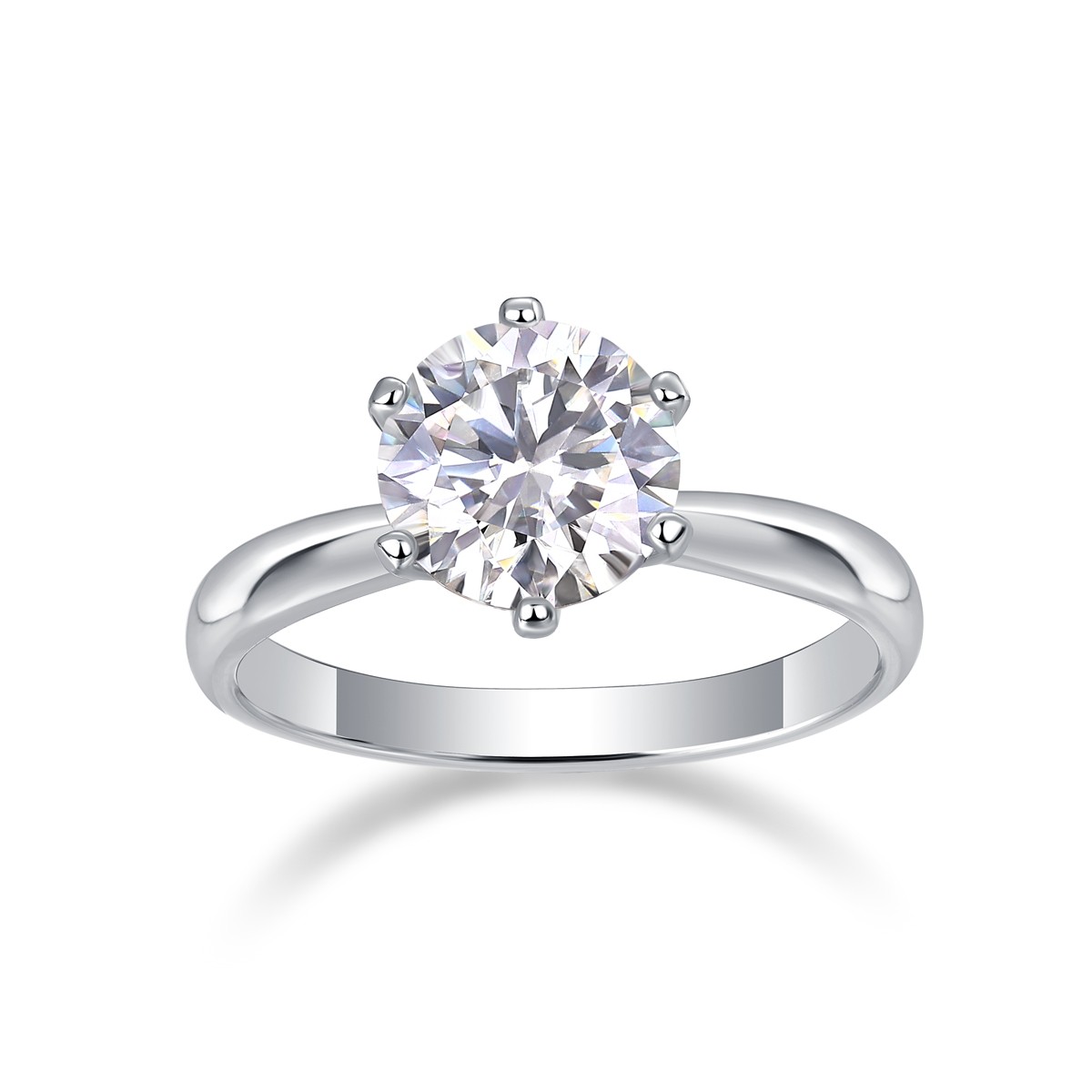 Classic Six‑Prong Moissanite Ring – S925 Sterling Silver – 1/2/3/5 Carat Options