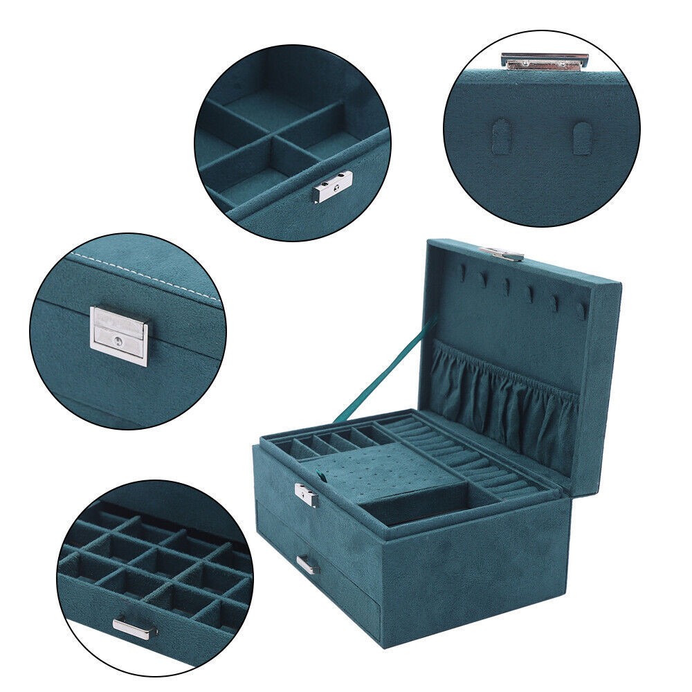 3 Layers Jewelry Box Organizer Large Capacity Ring Earring Necklace Storage New