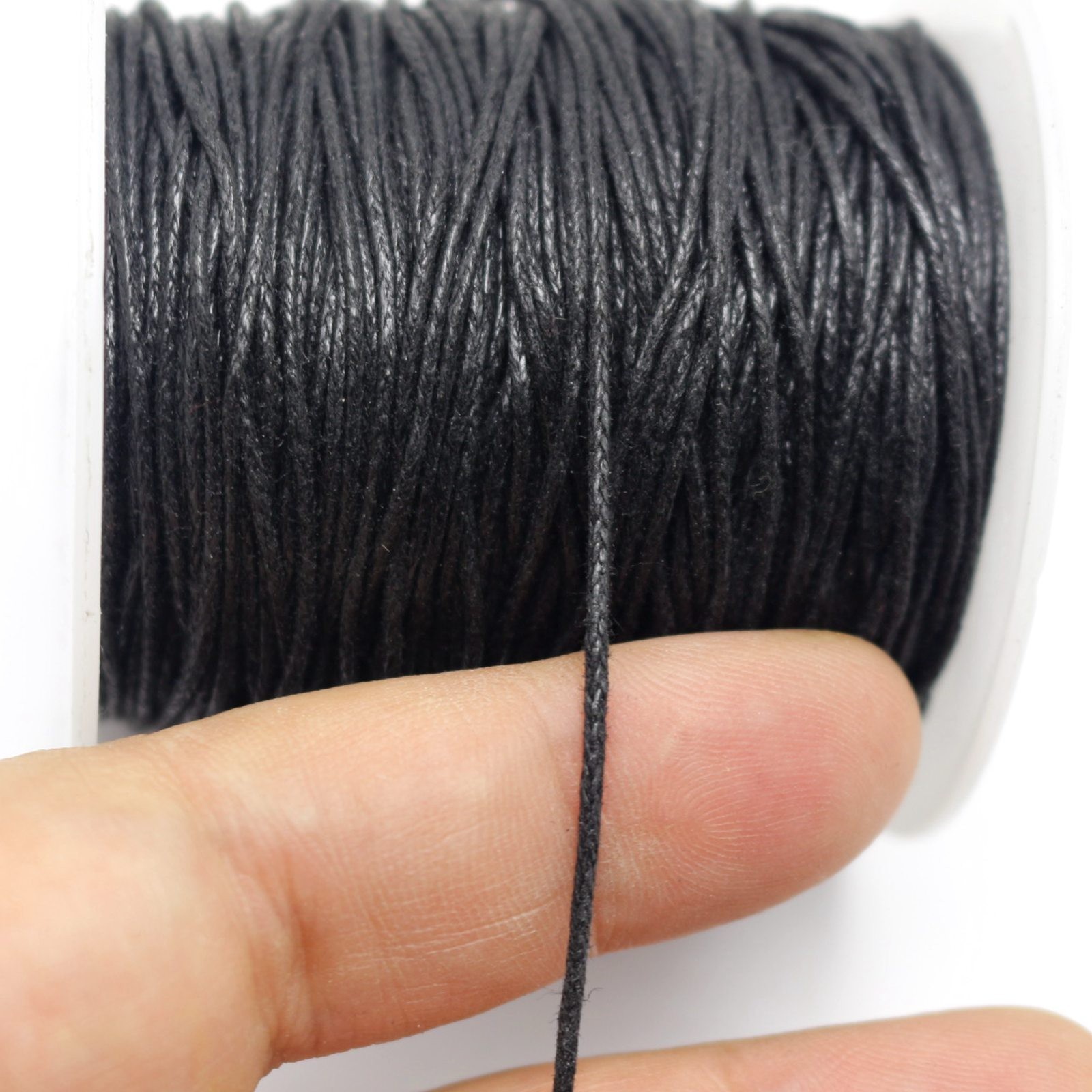 77 Yards/Roll Black Waxed Cotton Beading Cord 1mm for Bracelet Necklace Making