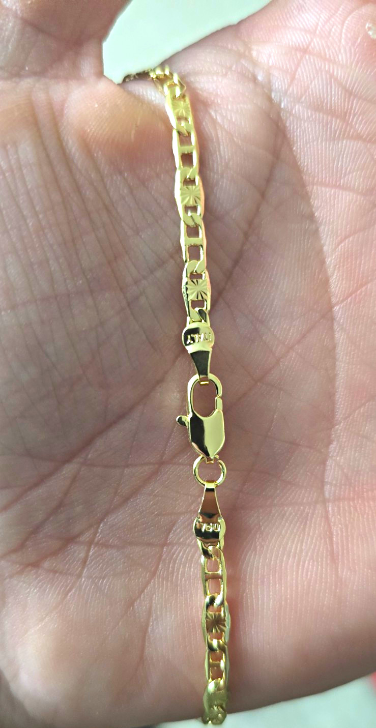 (18k) 750 Italy Stamped Diamond Cut Mariner Cross Pendant Necklace Religious