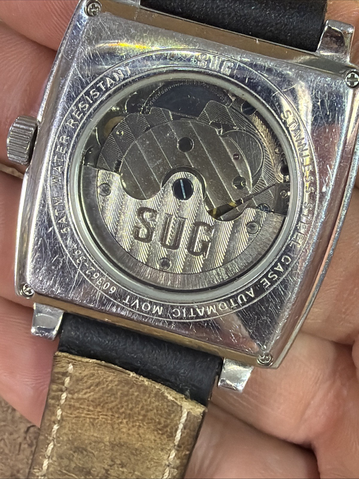 SUG Automatic Watch Reference No. 60362-364 Used Works 5 ATM Black/Silver
