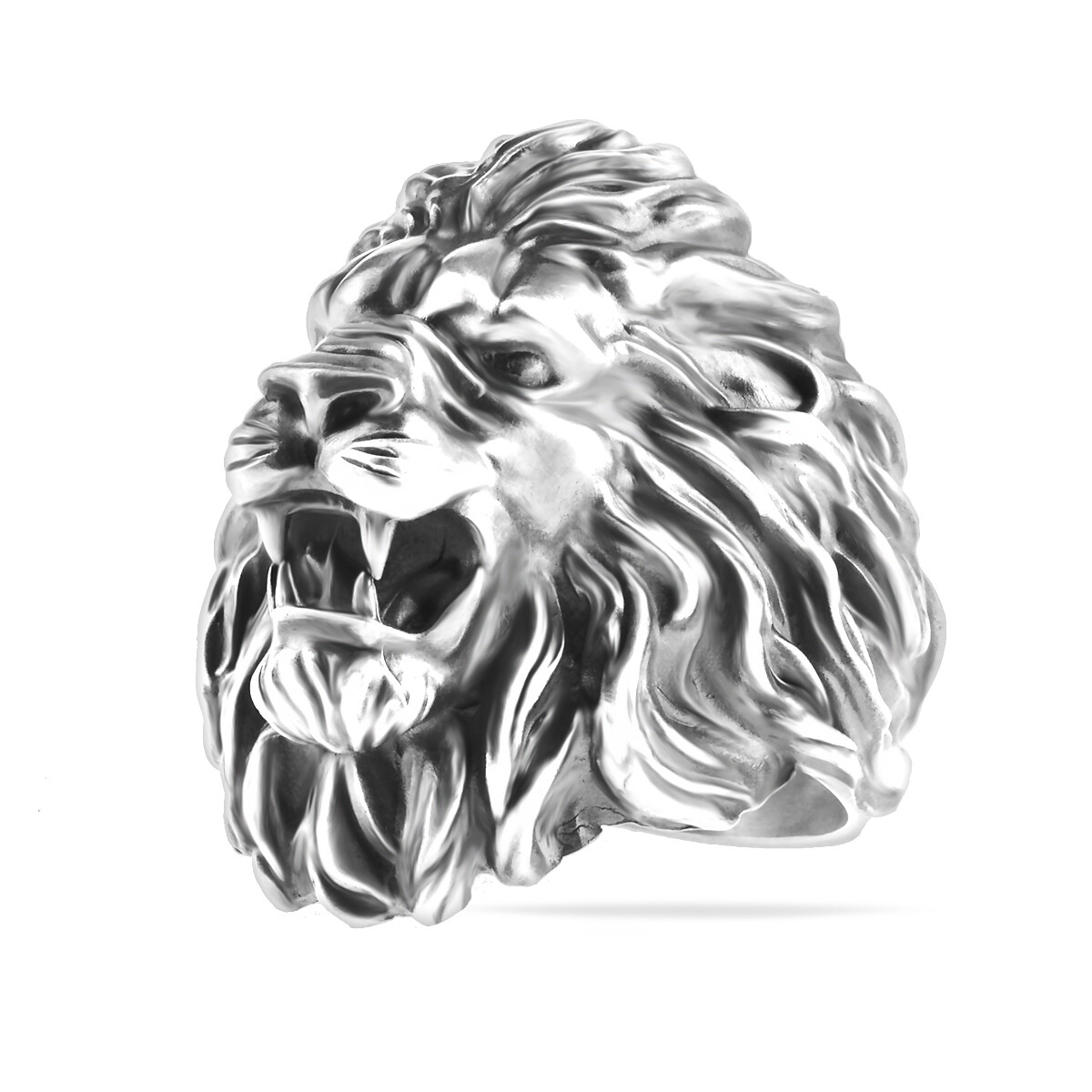 King of Lion Ring Sterling Silver 925 Roaring Head Biker Men Handmade Jewelry