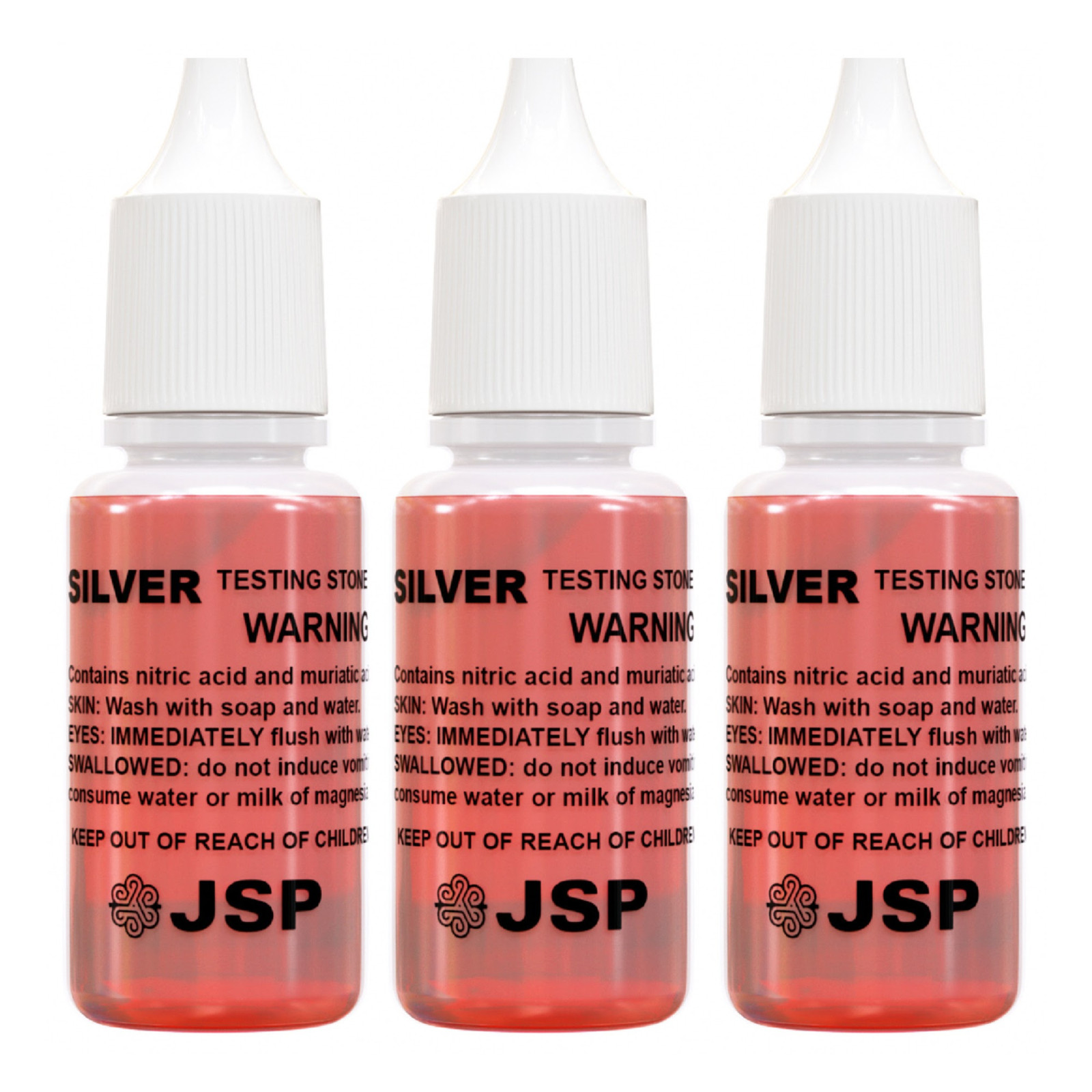 3 Bottles Silver Test Acid Testing Sterling Jewelry Solution Liquid Metal Tester