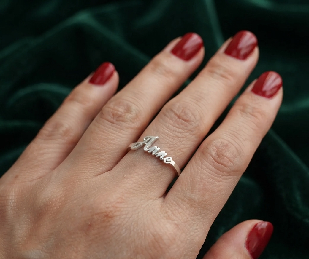 Custom Gold Name Ring Adjustable | Minimalist Personalized Jewelry Gift to her