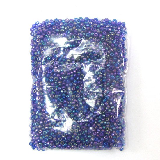 2mm glass seed beads dark sapphire AB 1.6oz