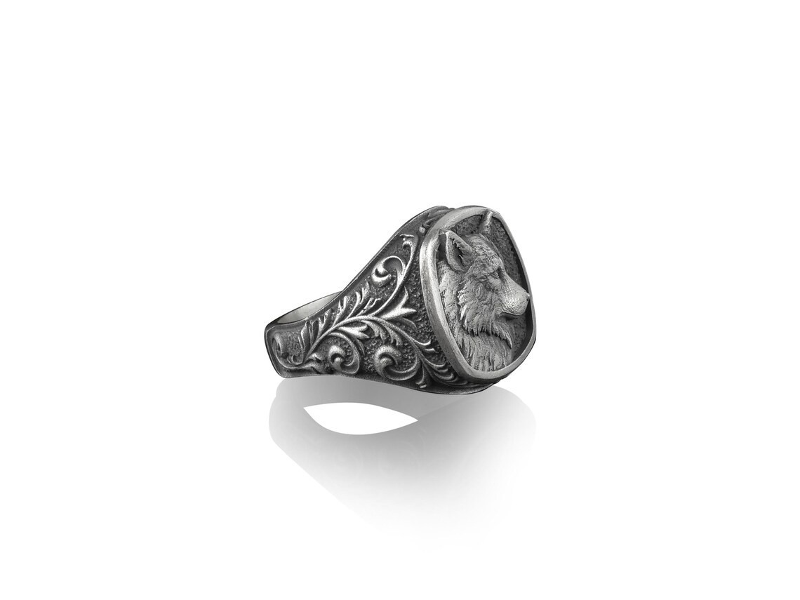 Gothic Wolf Men’s Signet Ring 925 Sterling Silver Handmade Ring Duty free