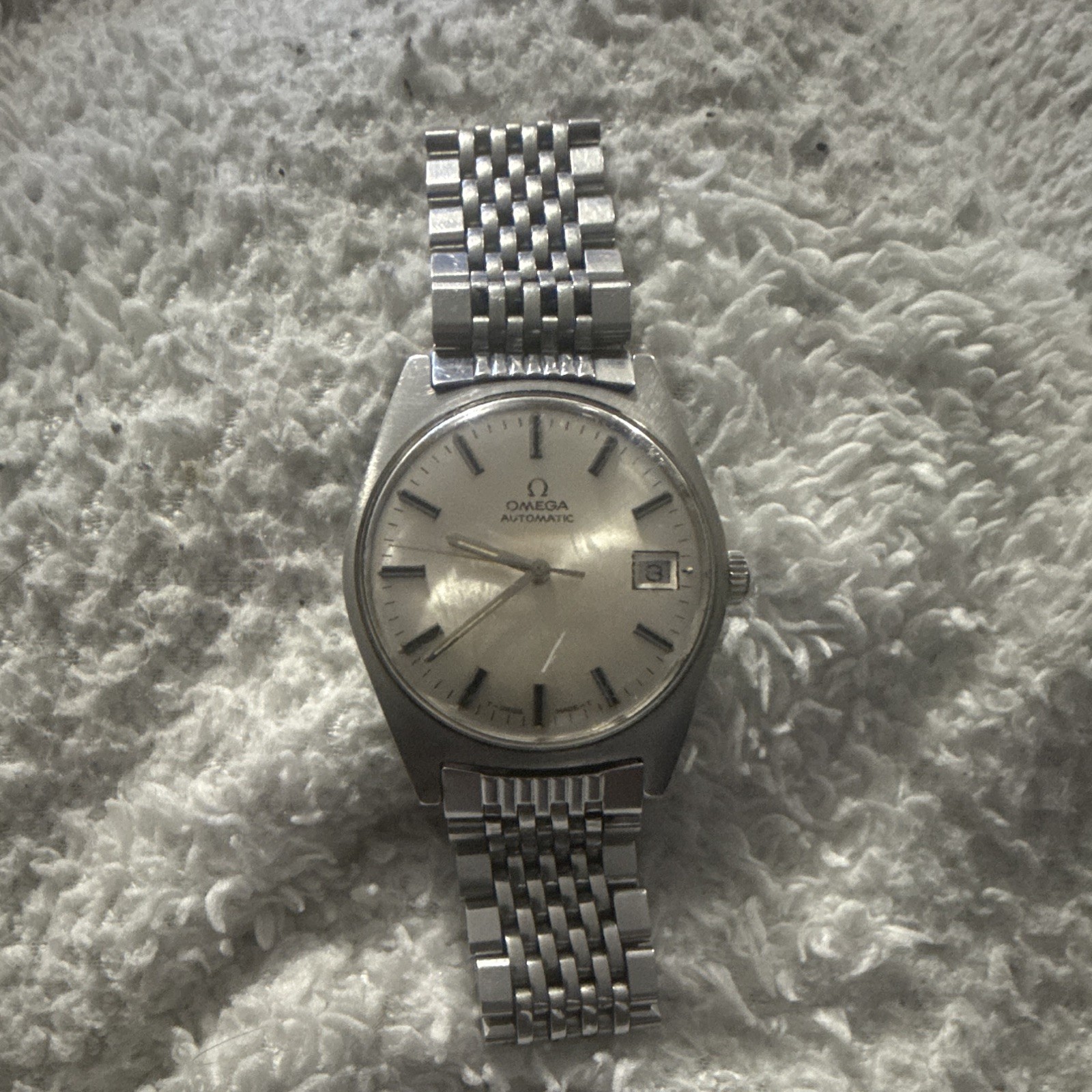 OMEGA Automatic Vintage 34mm Silver Dial Date Analog Stainless Bracelet
