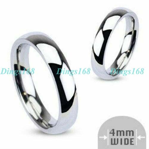 18K White Gold Filled Hypoallergenic 4mm Smooth Wedding Band Ring Size 6-12 C253