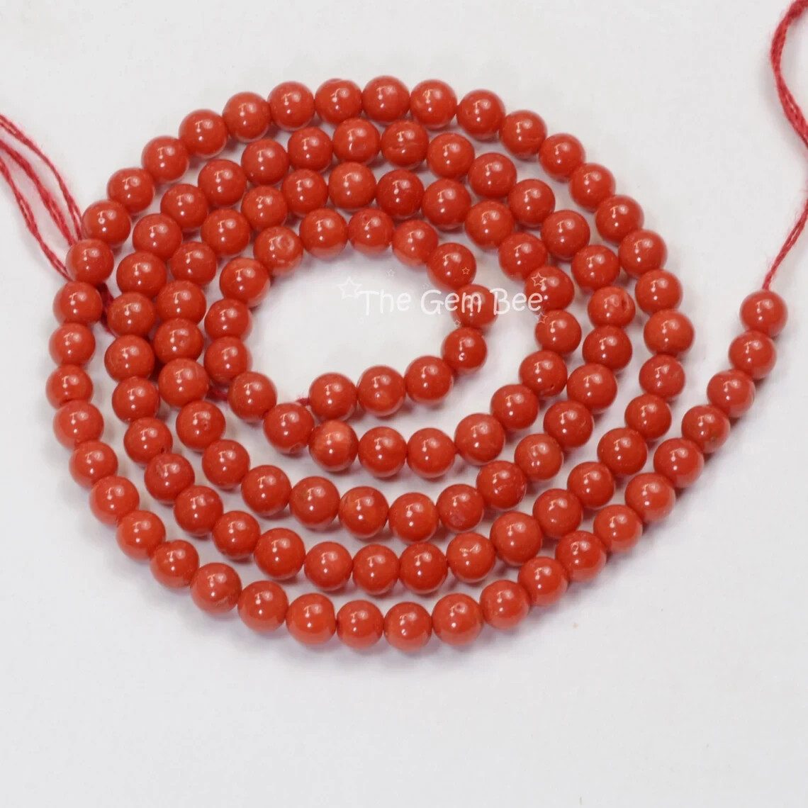 4.2mm AA Quality Undyed Mediterranean Sardinia Red Coral Plain Round Bead 18″