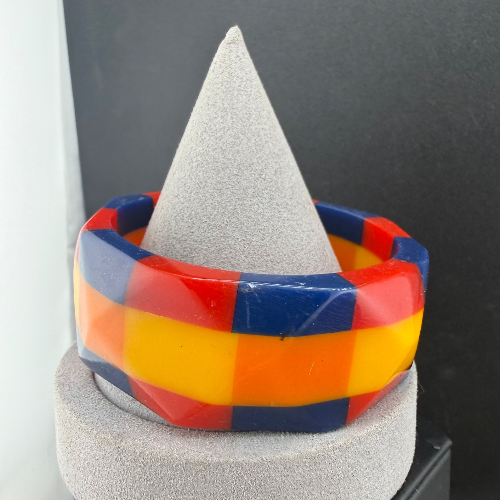 Vintage Retro Bangle Bracelet Unique Checker Pattern Pride 9”
