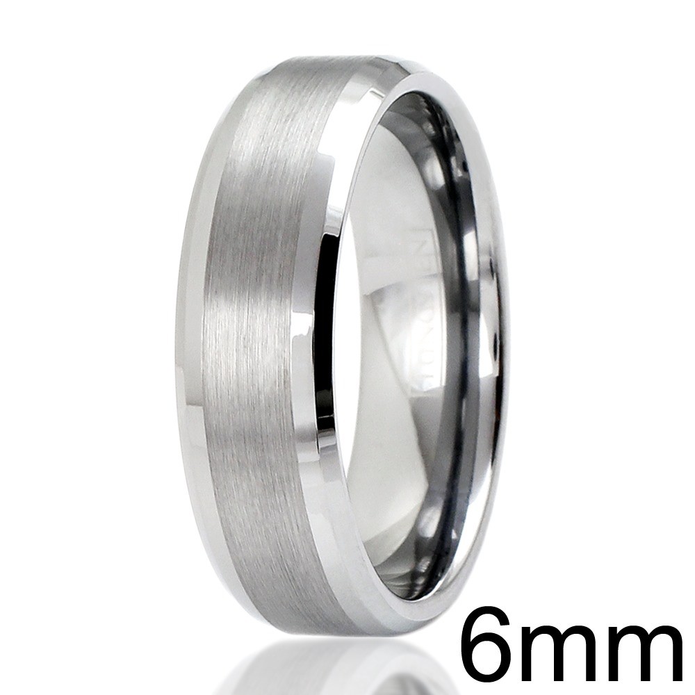 Tungsten Carbide Men’s Ring Silver 3/4 Brushed Wedding Band Bridal Jewelry