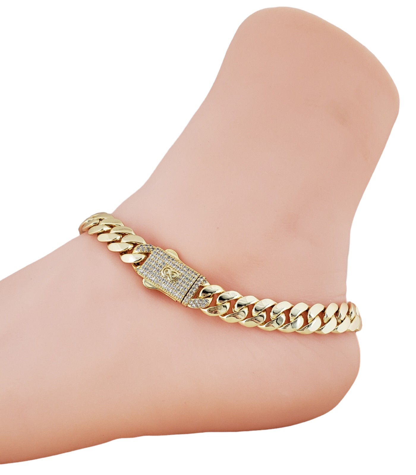 14K Gold Plated CZ Cuban Anklet Bracelet