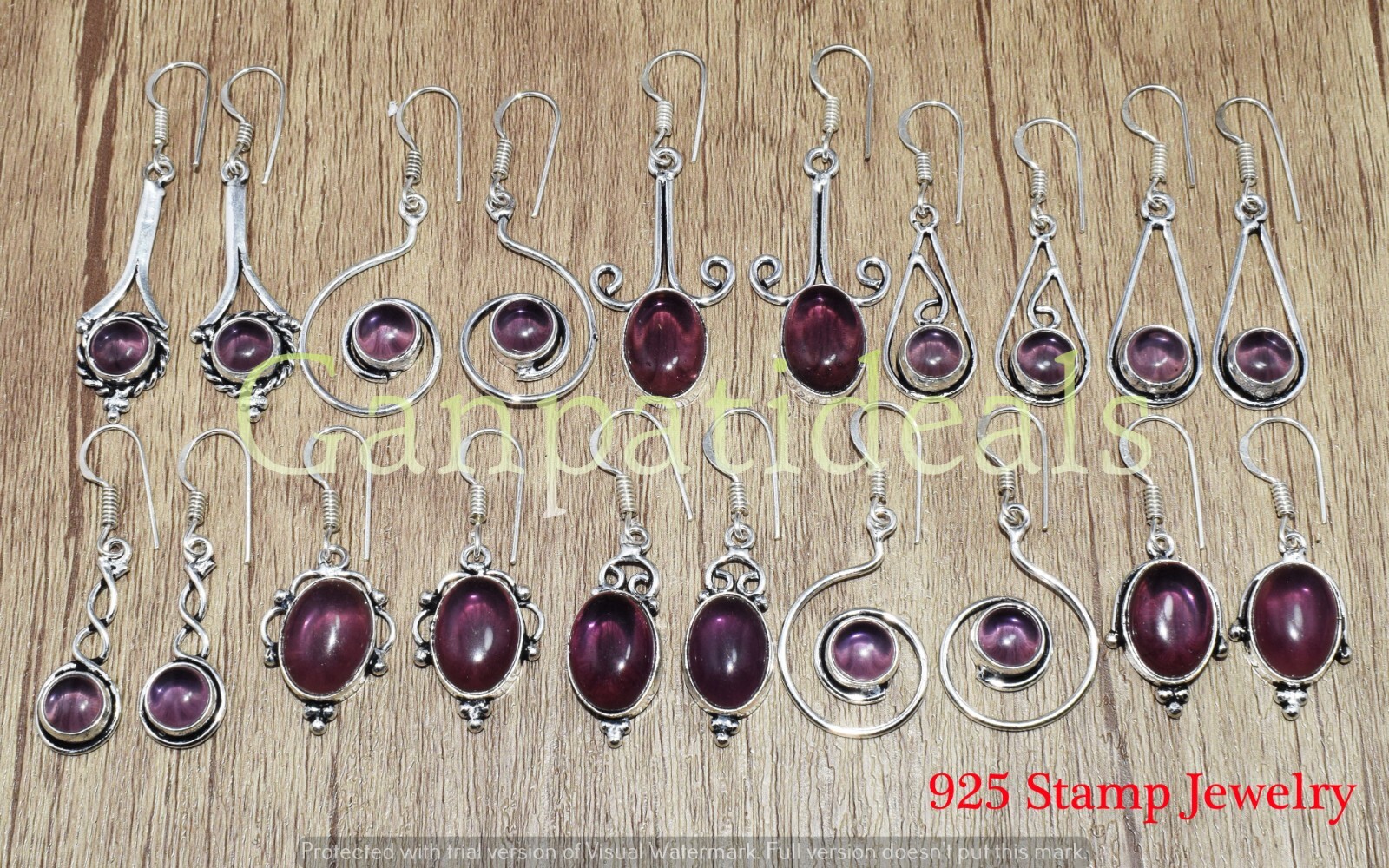 Amethyst Gemstone Earring 925 Sterling Silver Plated Mix Shape Wholesale Jewelry