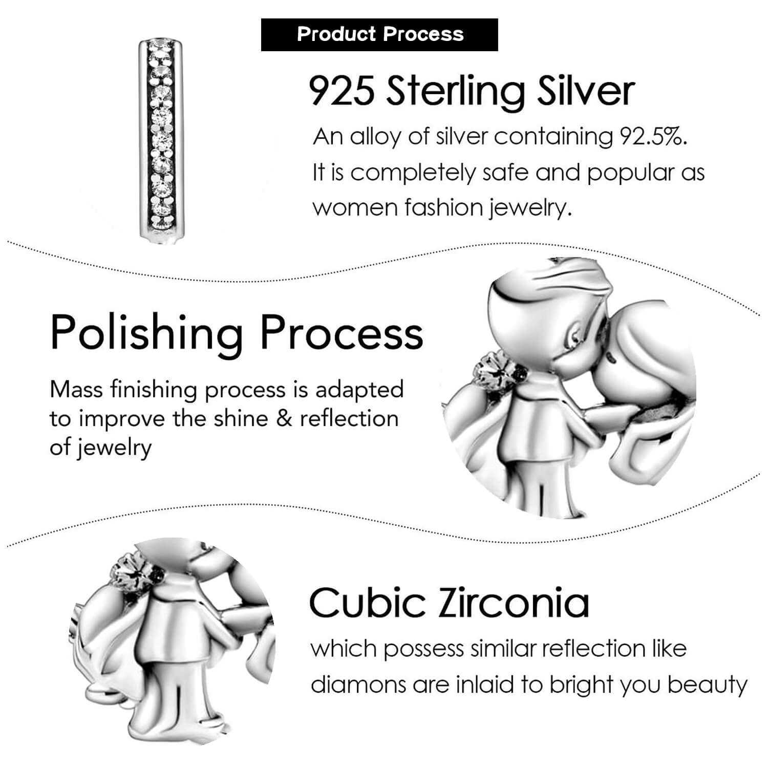 Married Couple Charm 925 Sterling Silver Wedding Dangle for Bracelets New