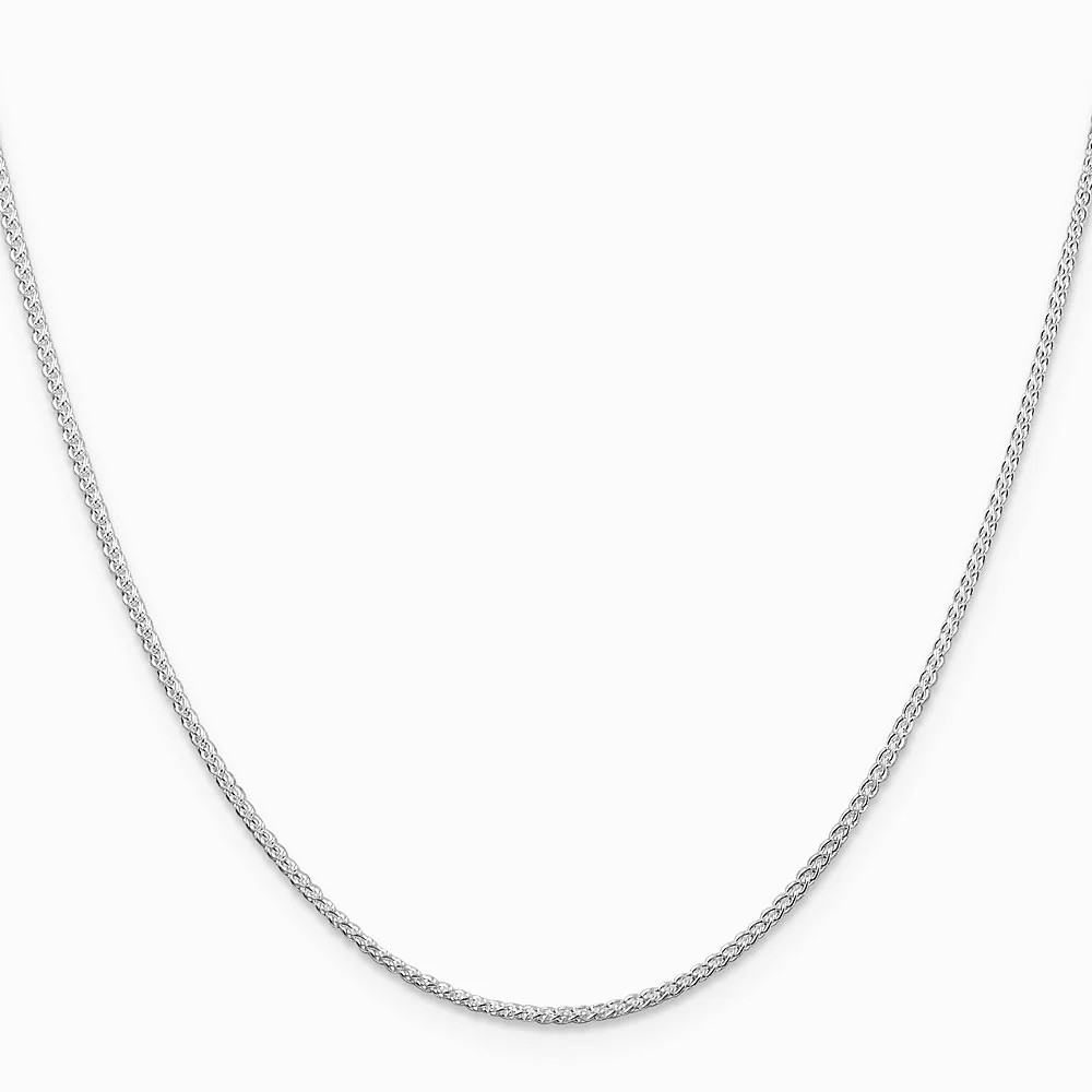 Sterling Silver Rhodium-Plated 1.25mm Round Spiga Chain Necklace 14″-30″