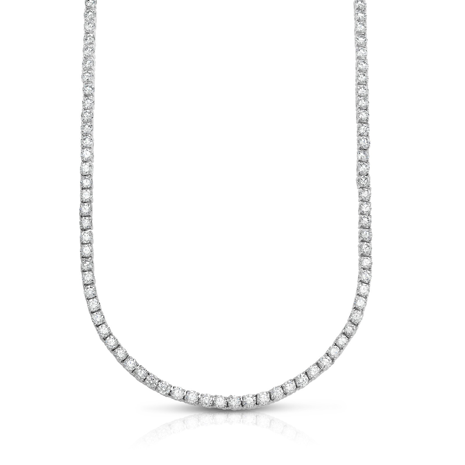 Women’s 18k White Gold Plated CZ 4MM Round Cut Tennis Necklace 18″ – 3 Colors