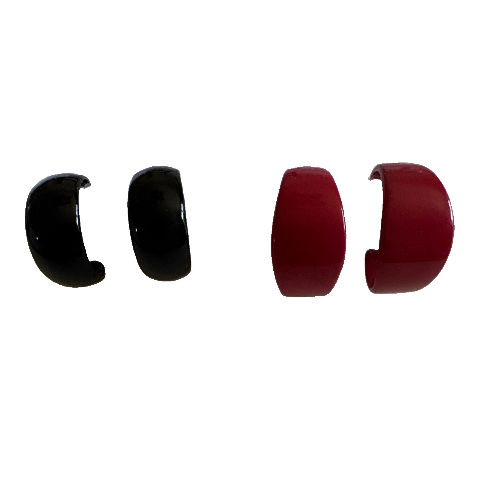 Black & Red Metal Hoop Earrings Set