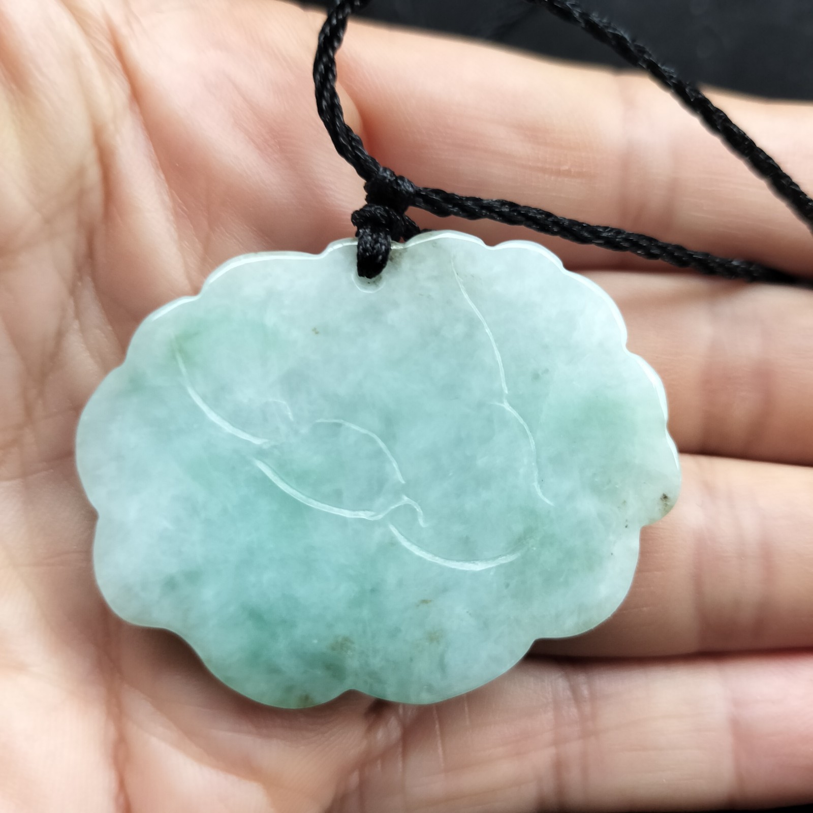 Certified Green Lavender Natural Type A Jade Jadeite Carved Flower 富贵花开 Pendant